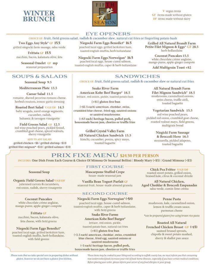 Chart House Sunday Brunch Buffet Menu