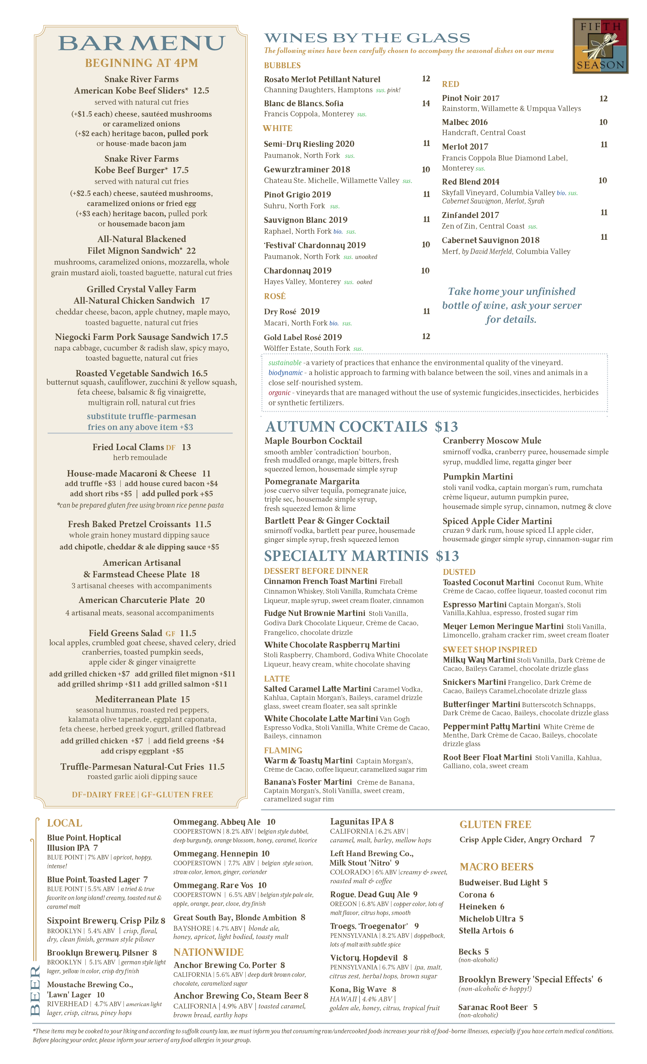 Autumn Menus For Take Out Dining The Fifth Season Autumn Menus For Take Out Dining The Fifth Season