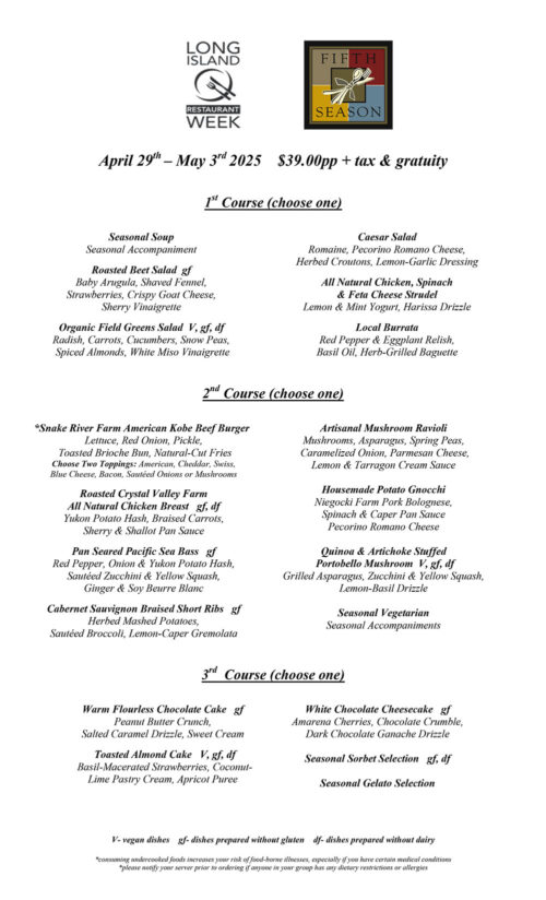 View Restaurant Week Menu Restaurant Week 2025 – The Fifth Season